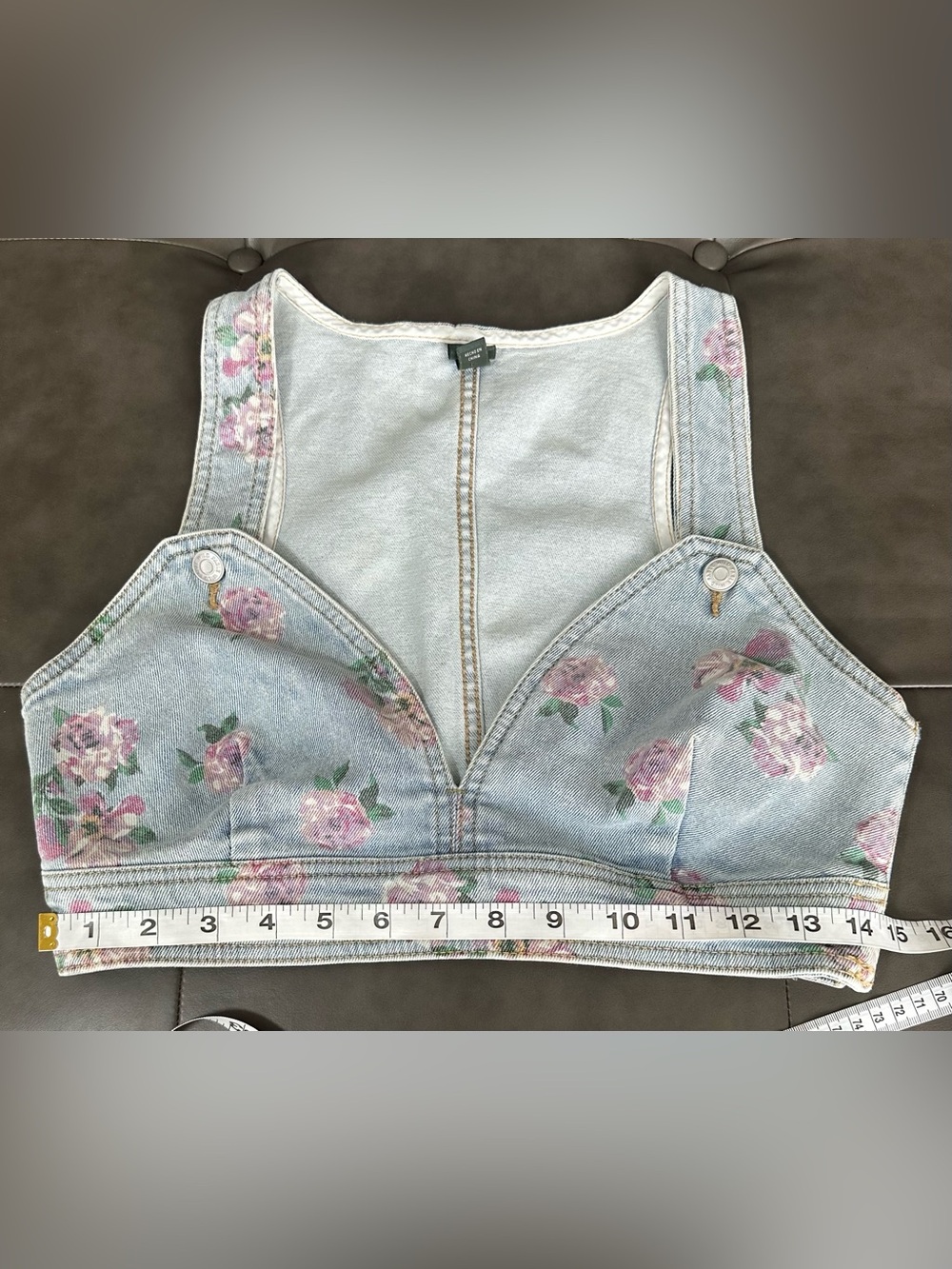 Wild Fable Floral Denim Bustier Crop Top Size Small - Picture 5 of 8
